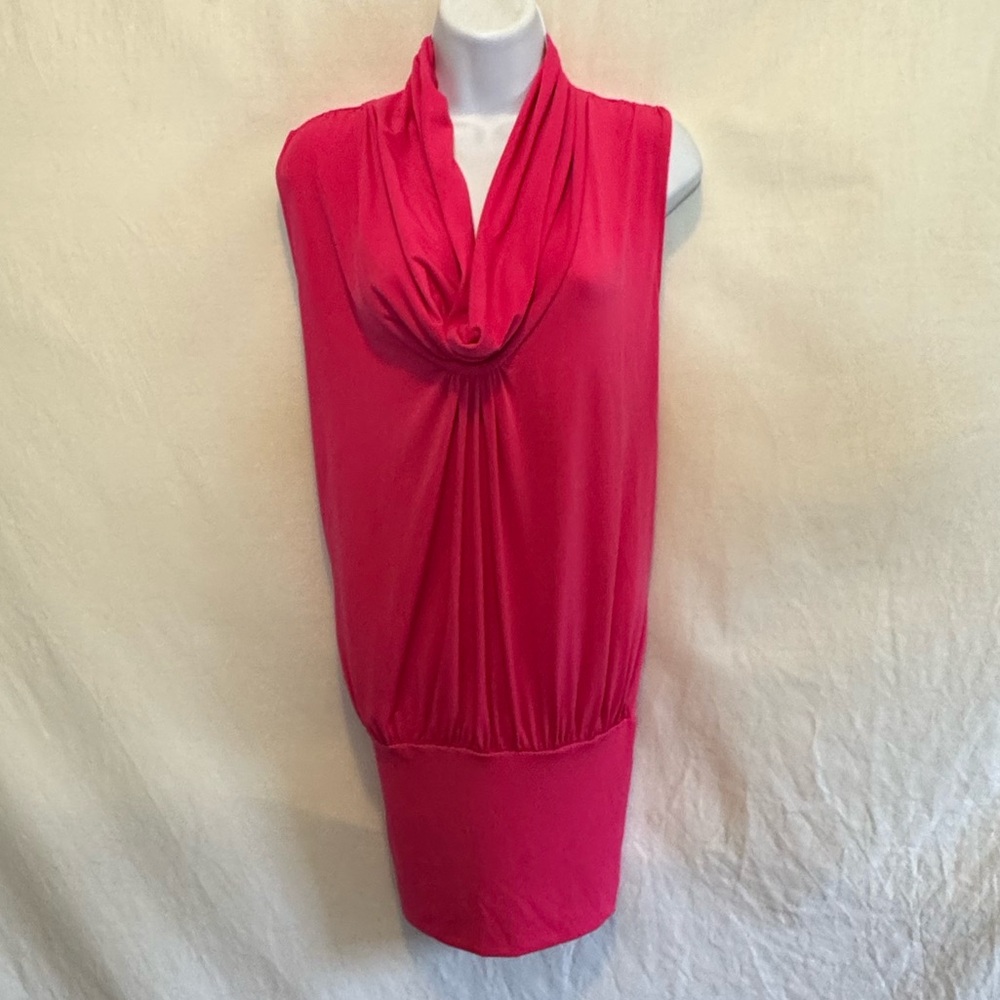 C-130 Express Pink Cowl neck Sleeveless Pullover MIDI Dress Size S